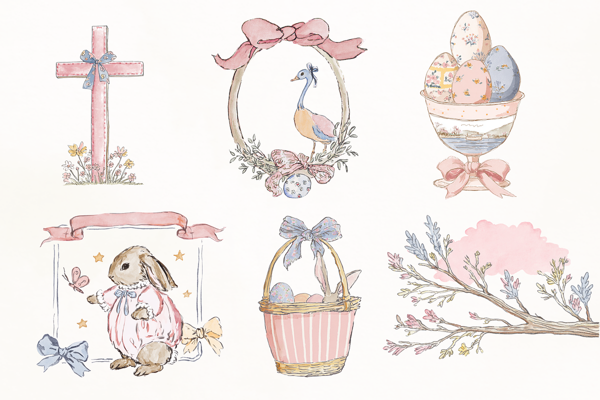 Whimsy Watercolor Soft Spring Easter, a Decorative Illustration by GiraffeCreative (Photo 4 of 21)