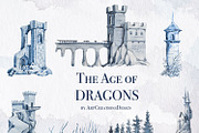The Age Of Dragons Clipart Set, a Decorative Illustration by ArtCreationsDesign (Thumbnail 6 of 18)