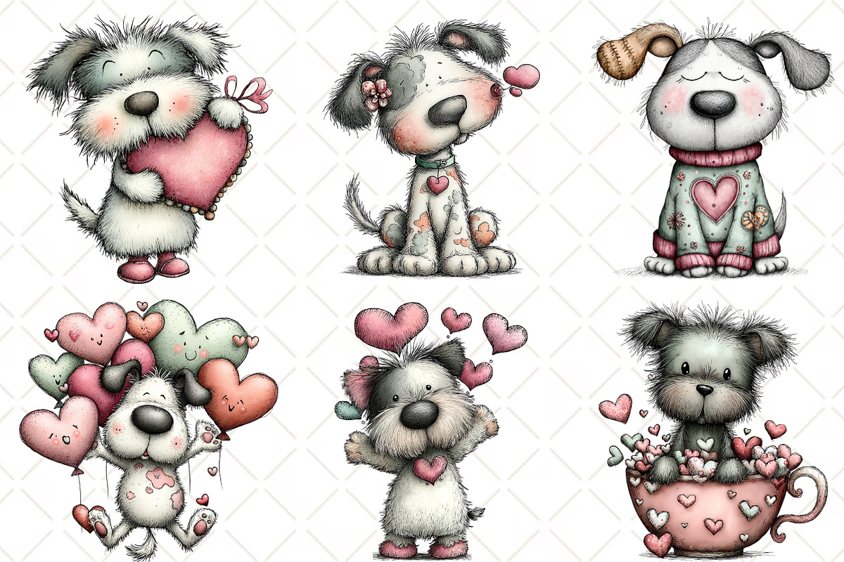 Quirky Valentine Dog Clipart, an Illustration by Black Bird Studio (Photo 5 of 6)