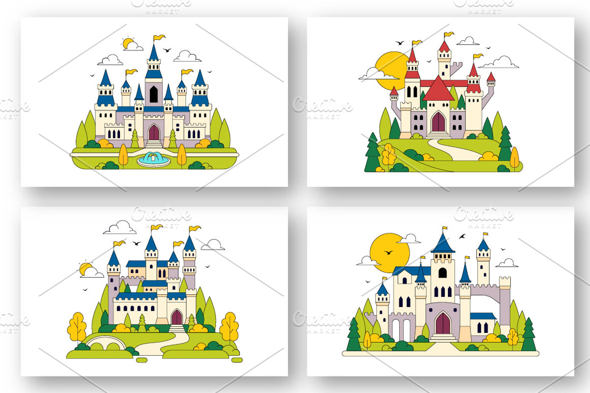 10 Castle Vector Illustration, a Decorative Illustration by denayunebgt (Photo 3 of 4)