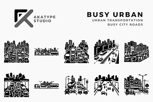Busy Urban Transportation Collection, a Solid Icon by Akatype Studio