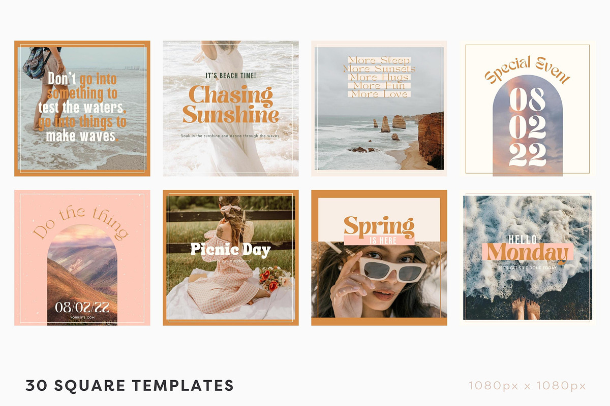 Boho Instagram Templates Canva, a Social Media Template by ILLONA GRAPHICS (Photo 2 of 9)