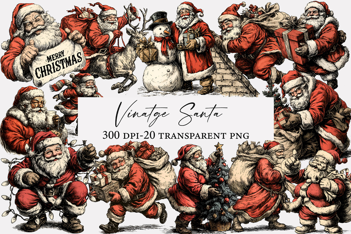 vinatge Santa clipart, an Illustration by Designworld (Photo 1 of 5)