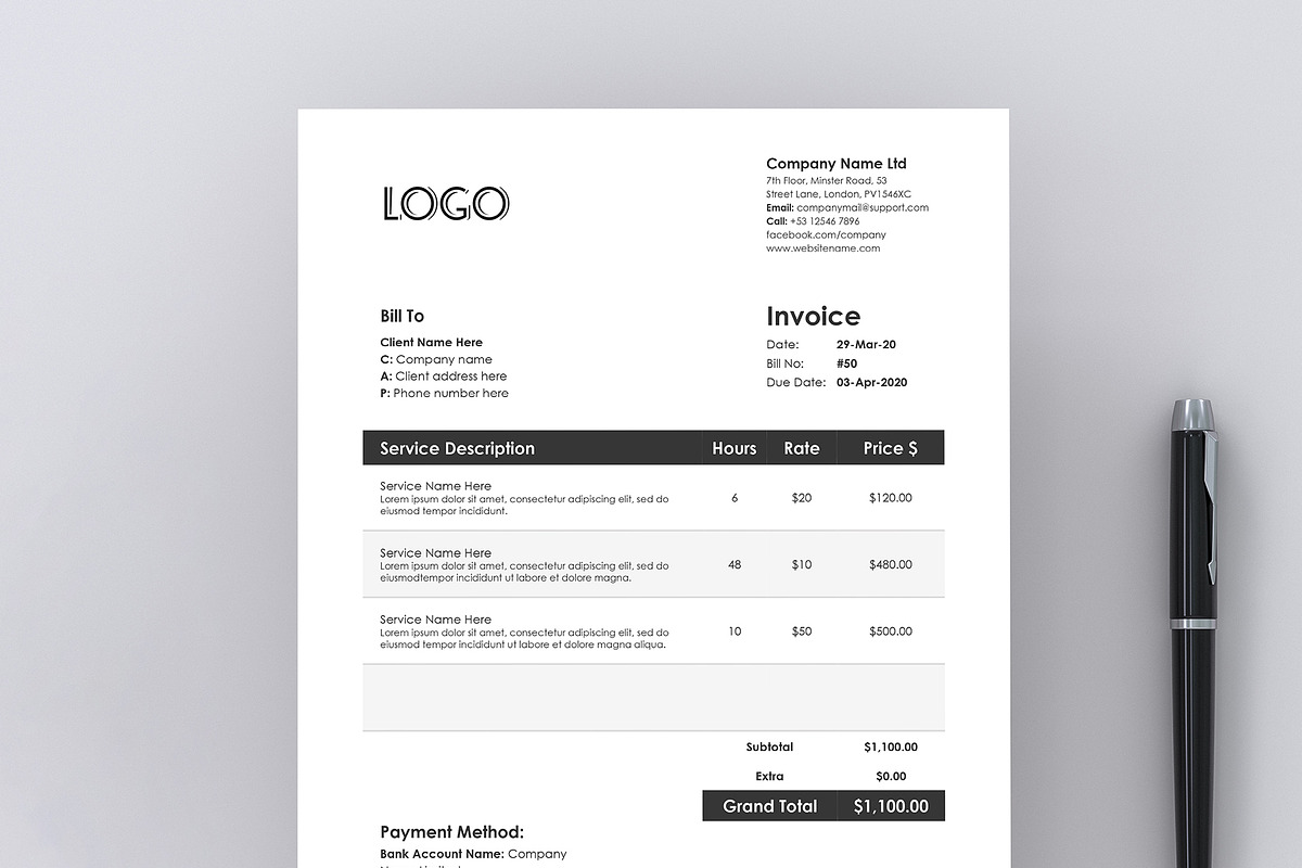 Invoice Template Google Docs Word, a Stationery Template by Tbunny (Photo 8 of 12)