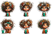 Whimsical Summer Coffee Girls Clipar, an Illustration by GatewayDesign (Thumbnail 2 of 6)