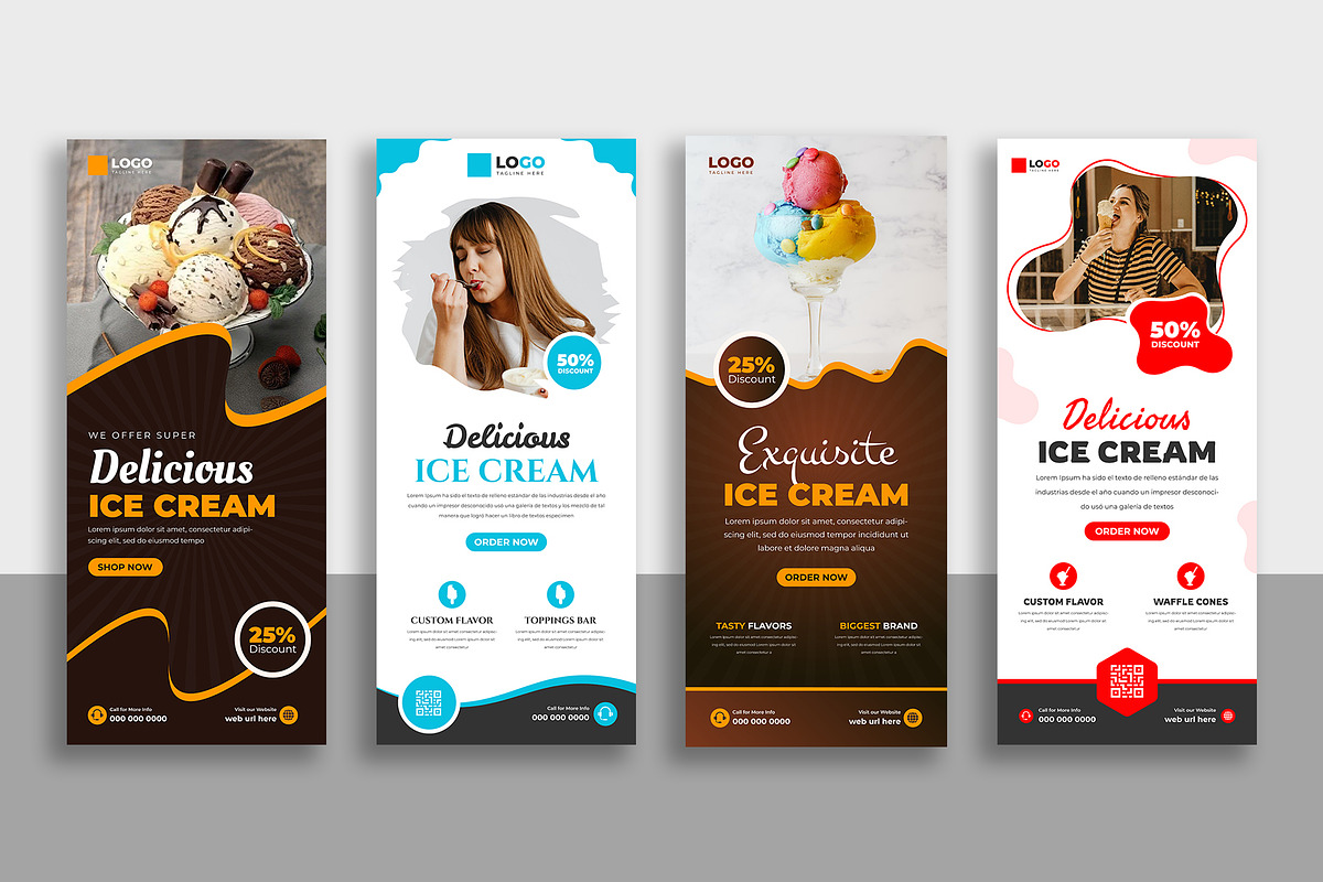 Ice Cream Shop Rollup Signage Banner, a Social Media Template by Designgrove