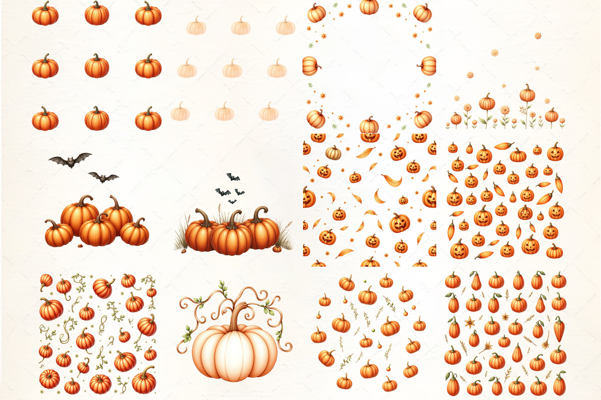 Pumpkin Patch Pattern Clipart, an Illustration by CrexoraLab (Photo 3 of 5)