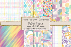 Pastel Rainbow Geometric Digital Pat, a Texture Illustration by DreamPrint404