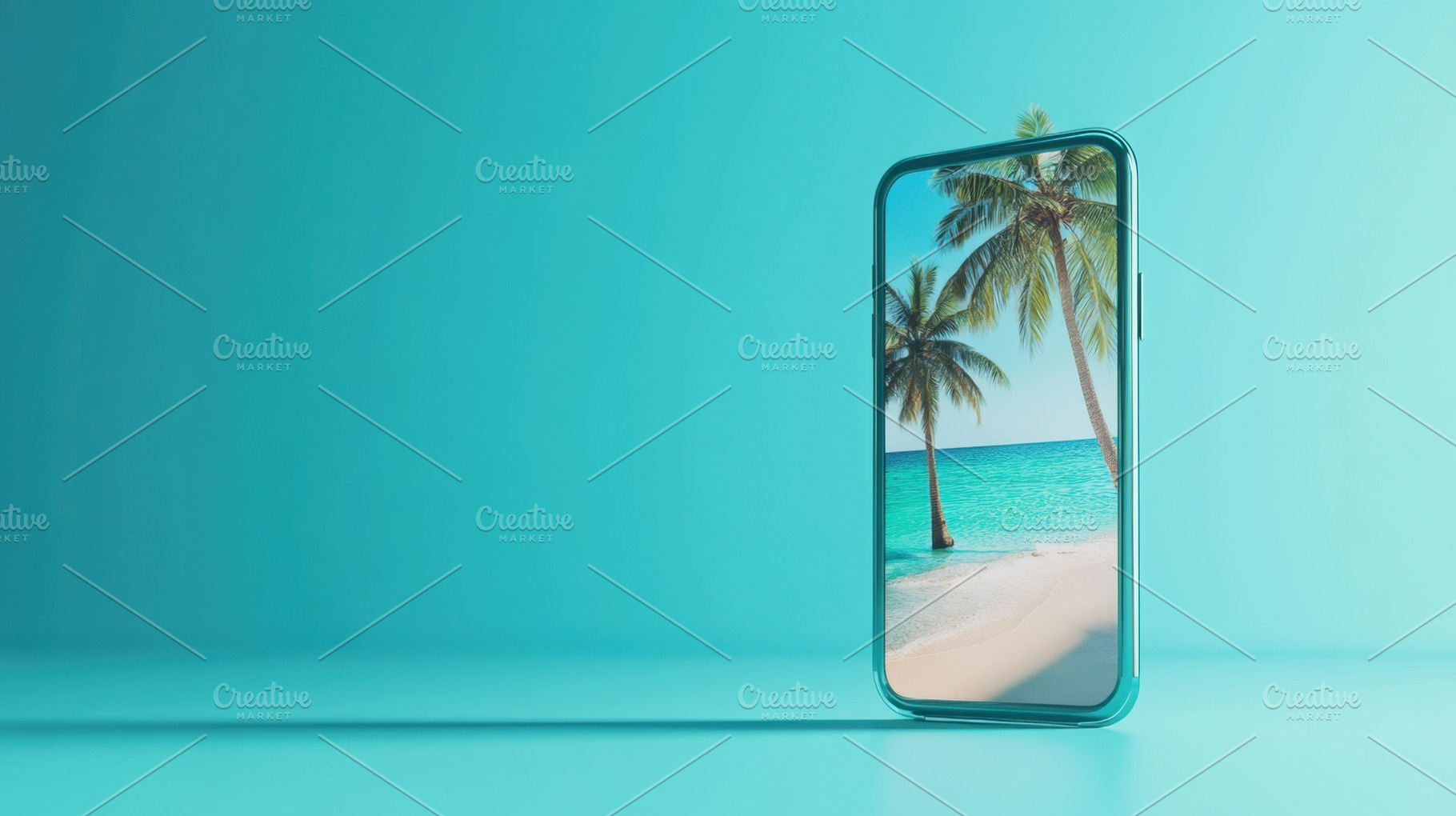 Phone displaying tropical beach view, a Photo by Beautiful things