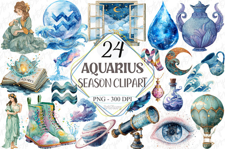 Aquarius Season Sublimation Clipart