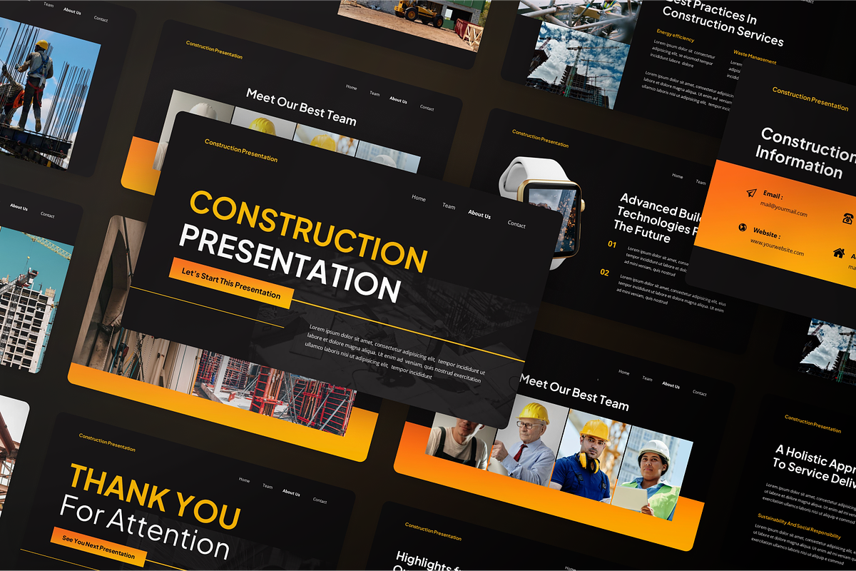 Construction Presentation Powerpoint, a Presentation Template by SquidPixey (Photo 6 of 7)