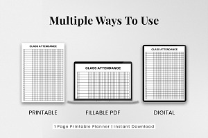 Attendance Printable Planner