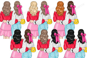 Galentine's Day Girls Clipart