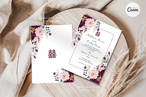 Asian Floral Wedding Invite - F3A