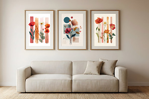 Watercolor Boho Botanical Wall Art, a Poster Template by Pixeness Studio