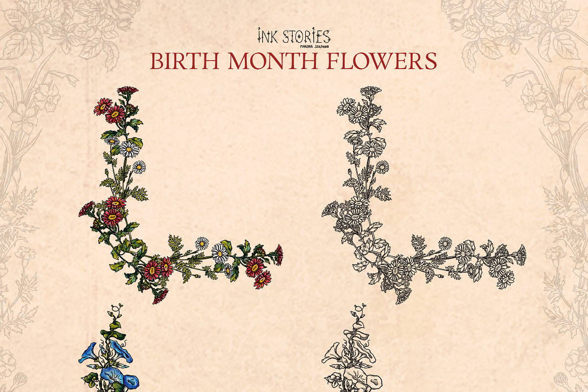 Birth Month Flowers Handcrafted, a Decorative Illustration by Ink Stories (Photo 11 of 15)