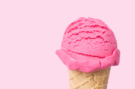 Pink ice cream on bright background, a Food & Drink Photo by NaumenkoOS