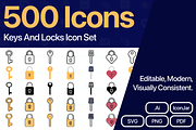 500 Keys And Locks Vector Icons, an Outline Icon by Juicy Icons (Thumbnail 1 of 5)