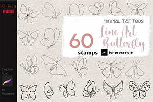 Line Art Butterfly Stamp Minimal Art