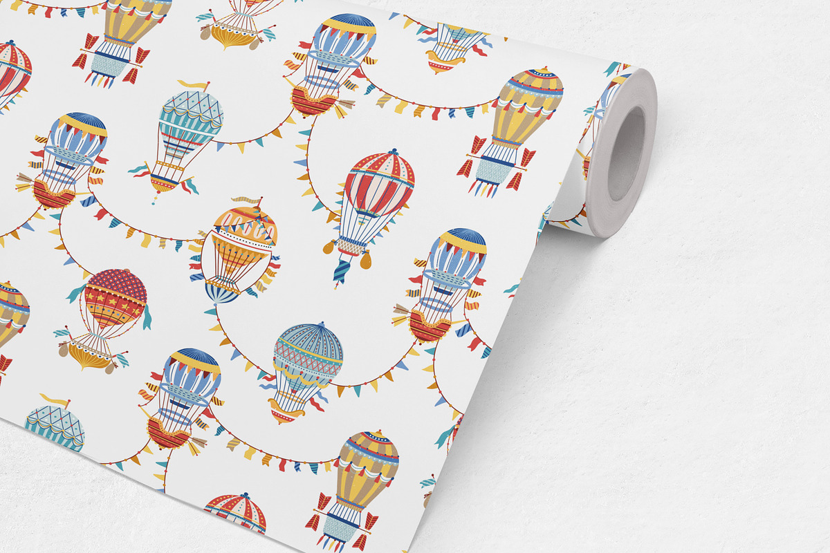 Vintage Hot air balloon pattern, a Pattern Graphic by Good Studio (Photo 3 of 3)