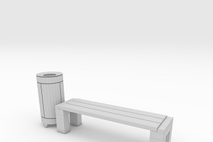 3D Model Bench Park 37