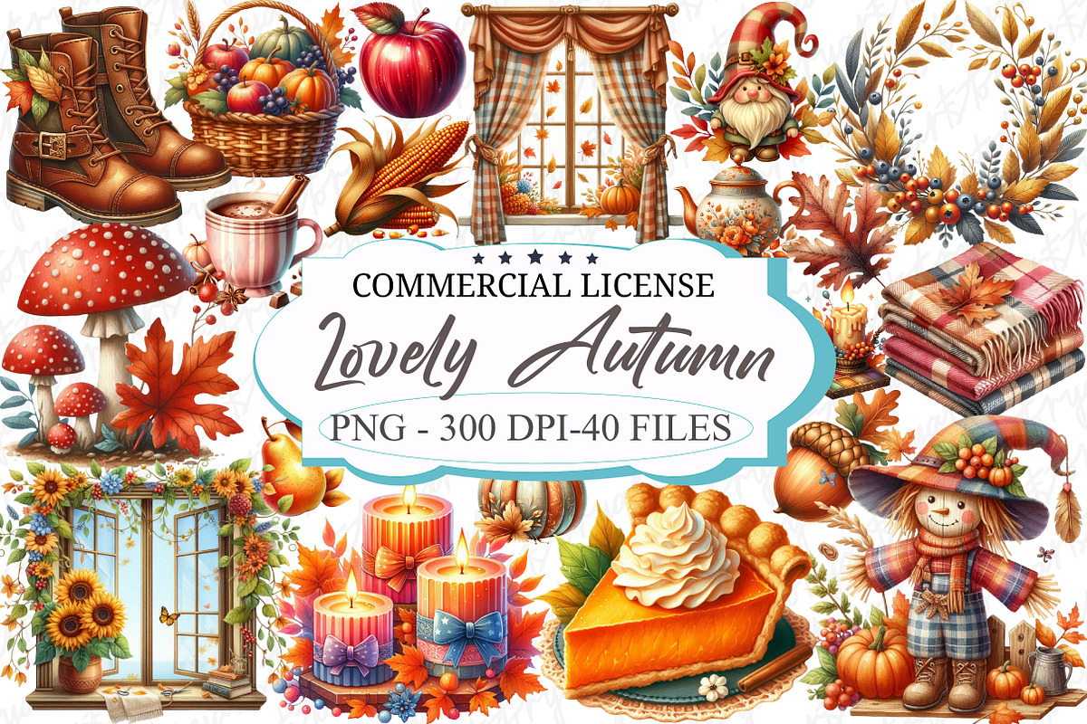 Lovely Autumn Watercolor Clipart, an Illustration by designcity5 (Photo 1 of 5)