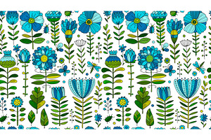 Floral Meadow, Seamless Pattern For