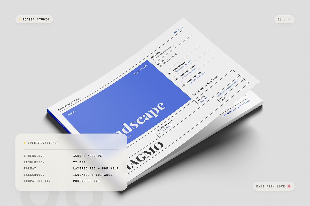A4 Landscape Magazine Mockup, a Books & Magazine Mockup by Toasin Studio (Photo 6 of 7)