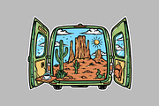 Desert landscape in the car, a Person Illustration by gunaonedesign (Thumbnail 1 of 5)