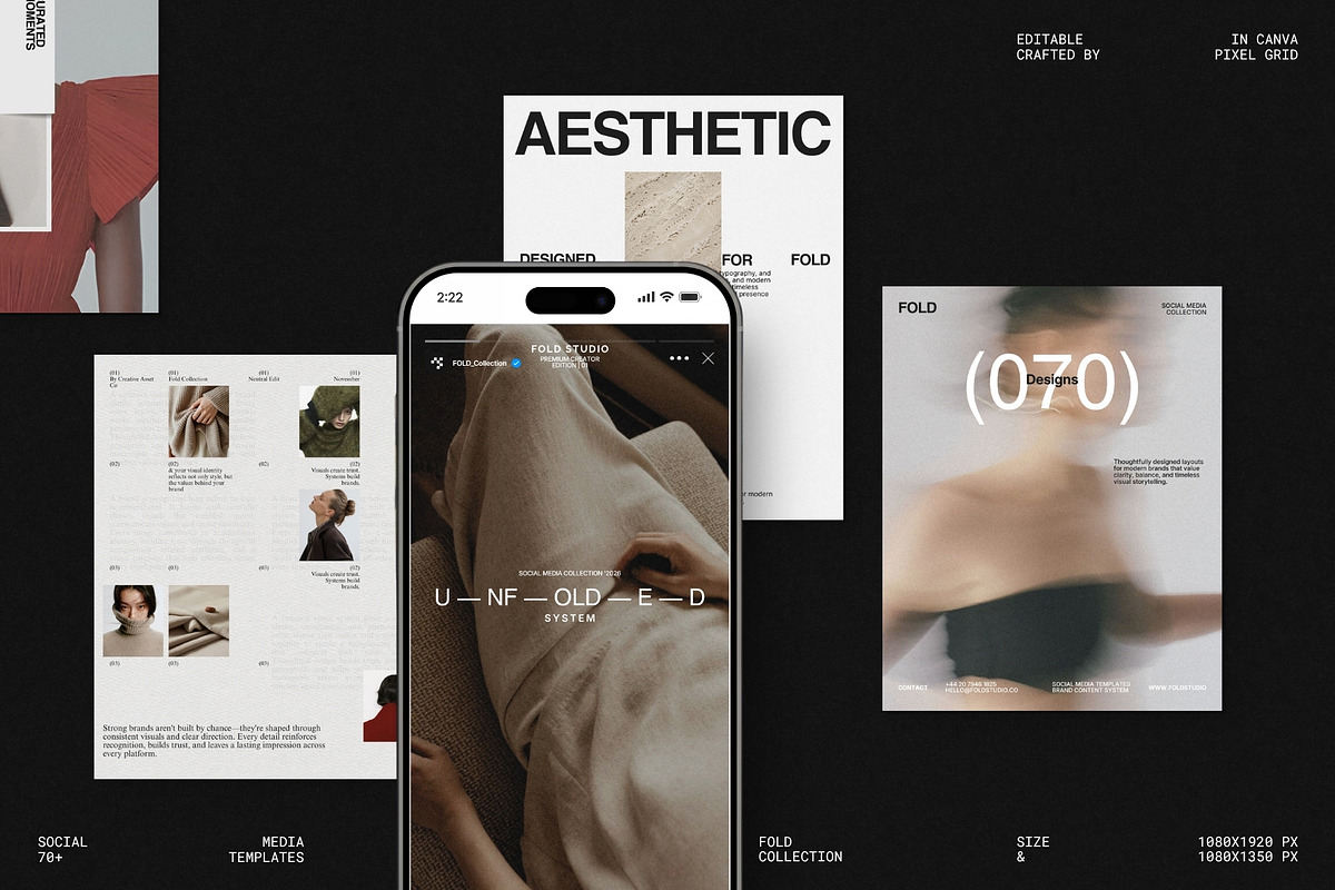 FOLD | Instagram Post & Story (II), a Social Media Template by Pixel Grid (Photo 1 of 10)