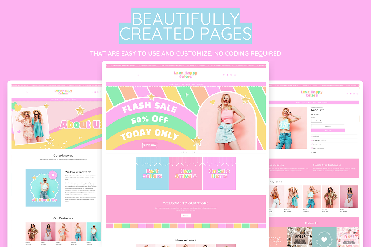 Happy Colors Shopify Theme, a Shopify Template by SunshineStudioBoutique (Photo 6 of 10)