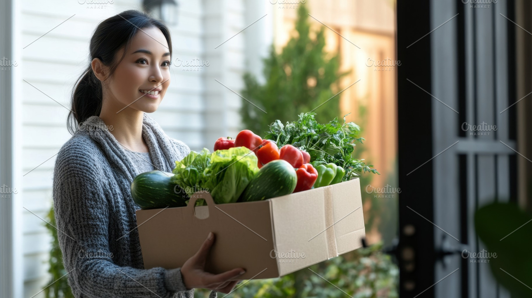 Woman brings in veggies, a Photo by Beautiful things