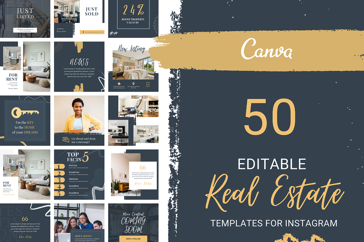 50 Canva Instagram Realtor Templates, a Social Media Template by Estatik Designs (Photo 1 of 11)