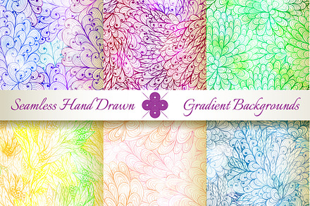 6 Seamless Gradient Florals. Set#7