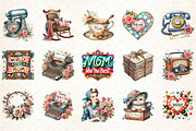 Retro Mother's Day Clipart, an Illustration by DreamCafeArt (Thumbnail 3 of 4)