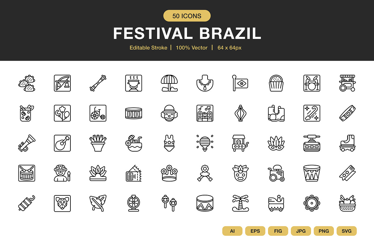 Festival Brazil Icons, an Icon by Spacepixel Creative