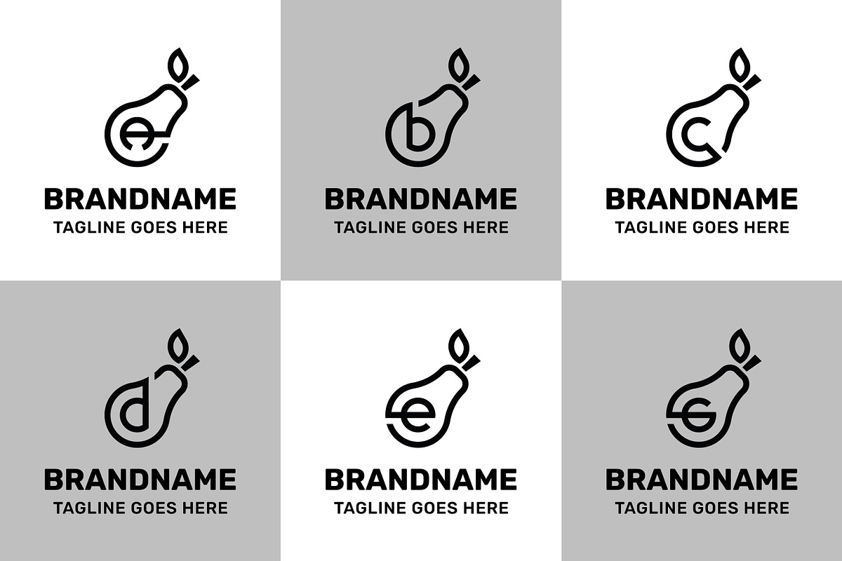 Letter A B C D E G Pear Logo Set, a Branding & Logo Template by Pray Art Design Studio (Photo 2 of 2)
