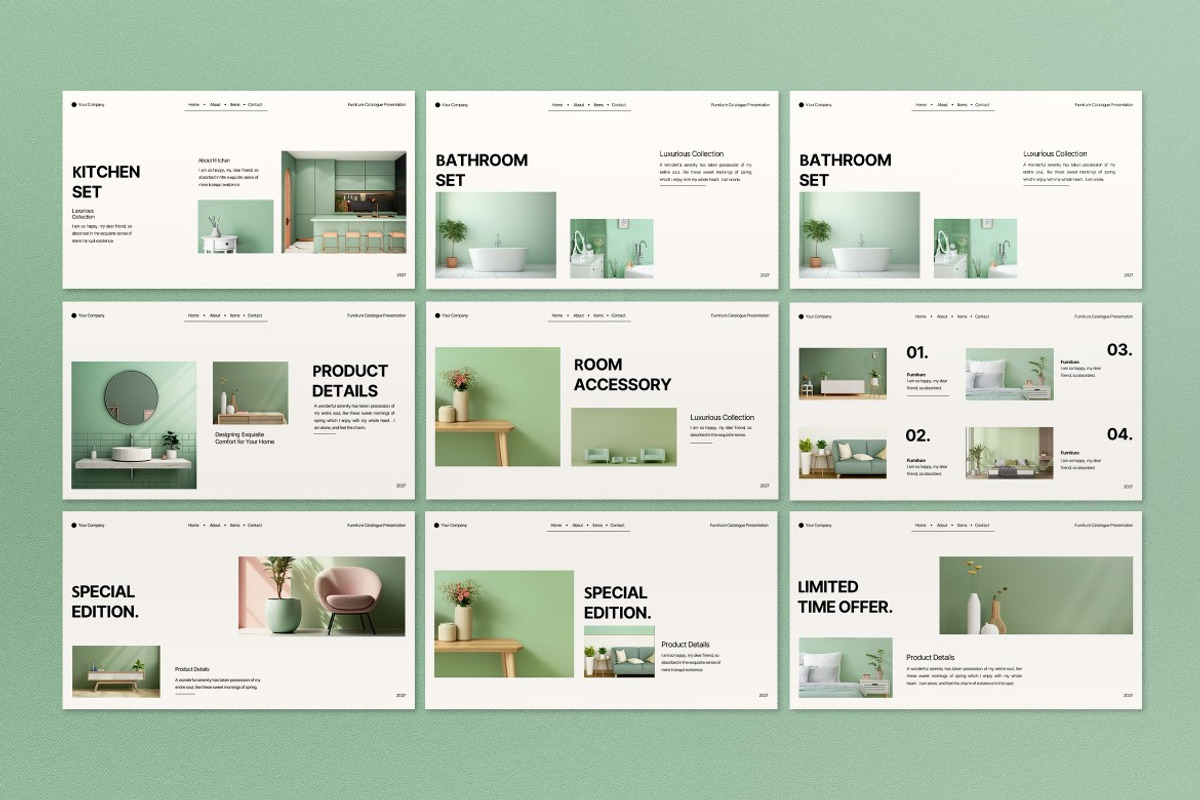 Cream Furniture Catalogue Keynote, a Presentation Template by graphicook (Photo 3 of 4)