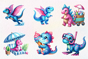 Summer Dinosaur Watercolor Clipart, an Illustration by CreationArt (Thumbnail 5 of 9)