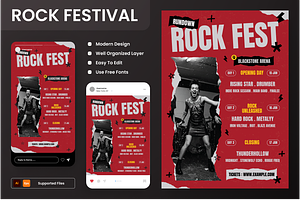 Rock Fest Rundown Flyer Set, a Flyer Template by Annora Studio
