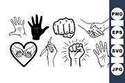 Hand Gesture Vector Clipart Set, an Illustration by designvectx (Thumbnail 1 of 3)
