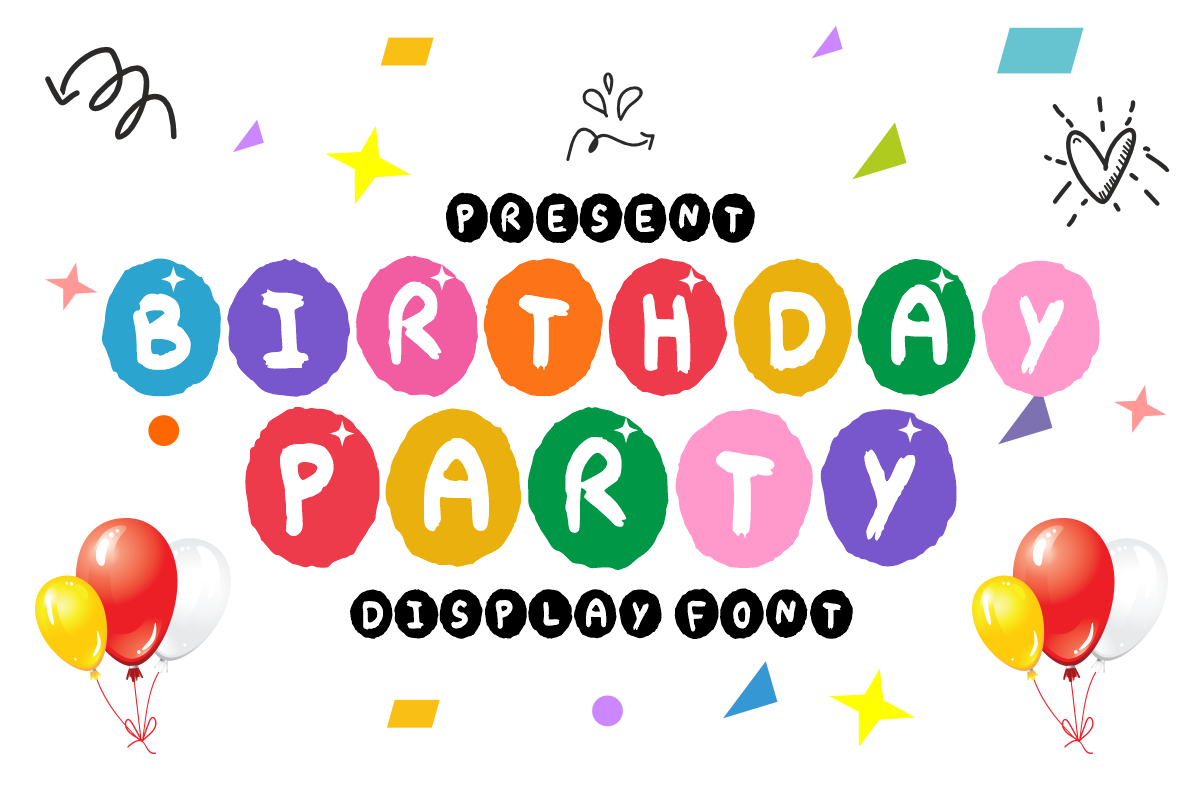 Birthday Party - Cute Kids Font, a Sans Serif Font by KiddoGlyphs Studio (Photo 1 of 4)