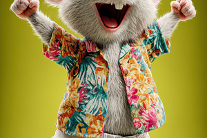 Happy Mouse in Sunglasses Jumpsuit C, a Photo by Pixeness Studio
