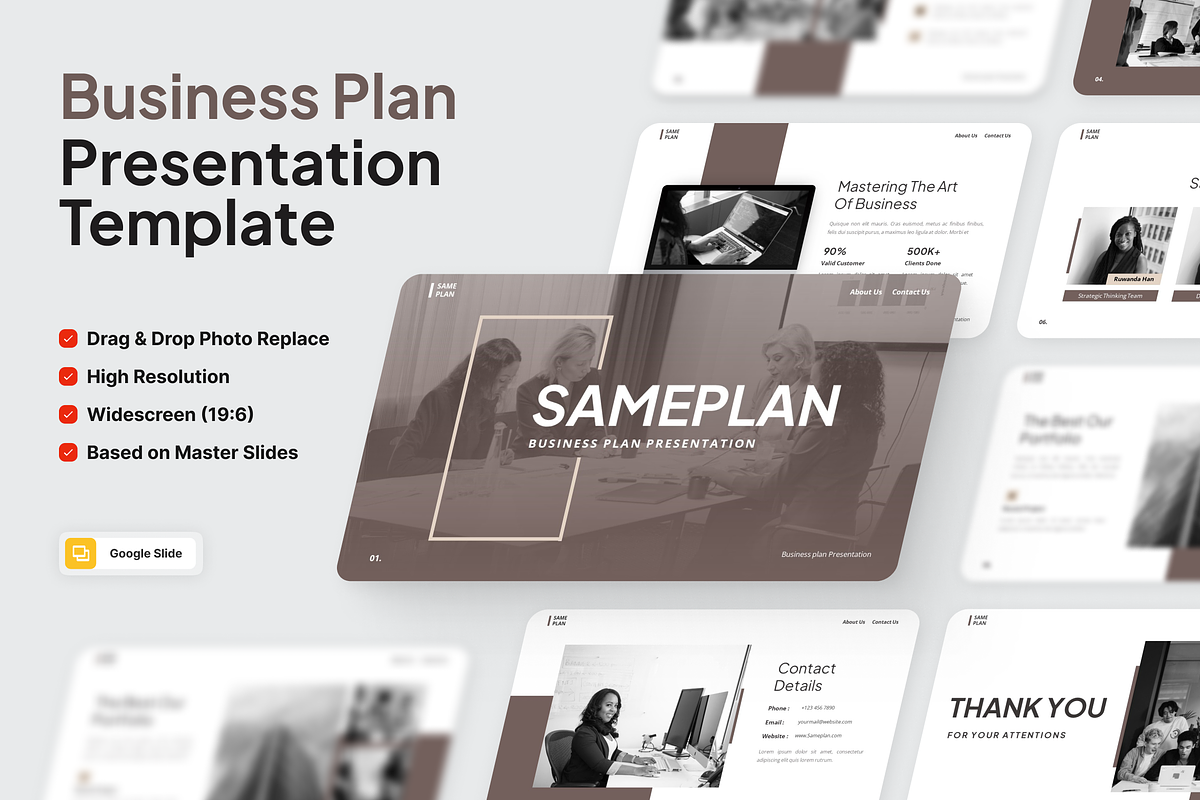 Sameplan - Business plan GoogleSlide, a Presentation Template by SquidPixey (Photo 1 of 6)