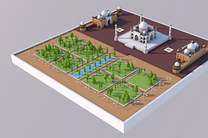 Low Poly Taj Mahal Landmark