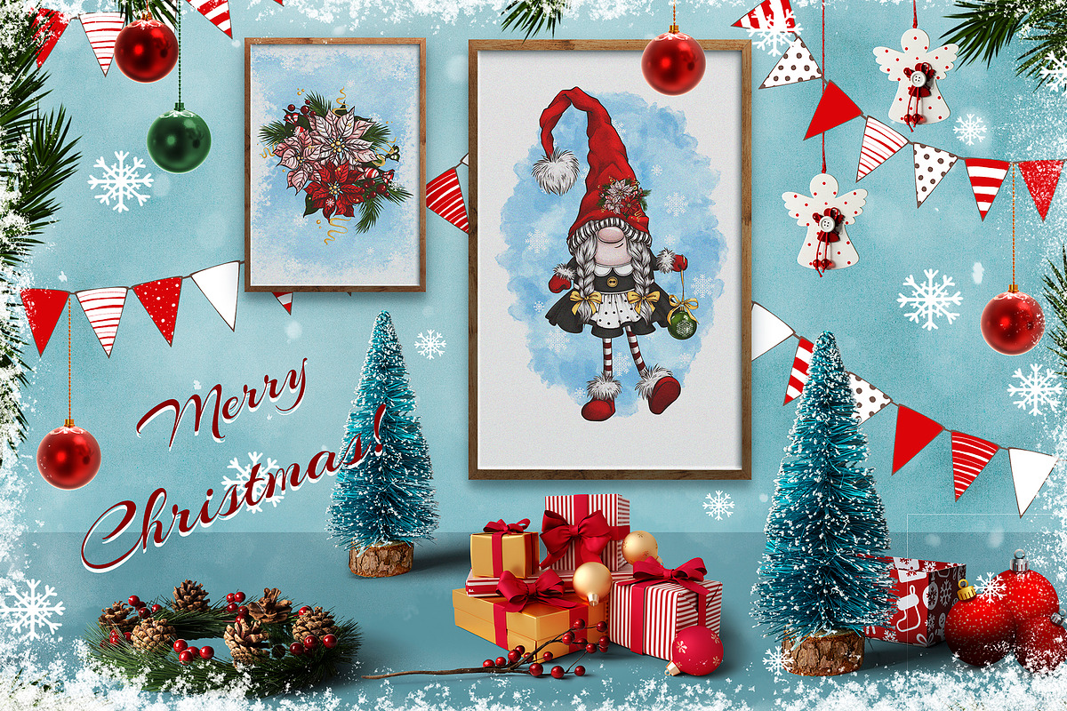 Christmas gnomes. Digital Cliparts, a Decorative Illustration by Maycat_store (Photo 9 of 9)