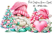 Pink Christmas Gnome Clipart Bundle, a Seasonal Illustration by SVGArt (Thumbnail 1 of 5)