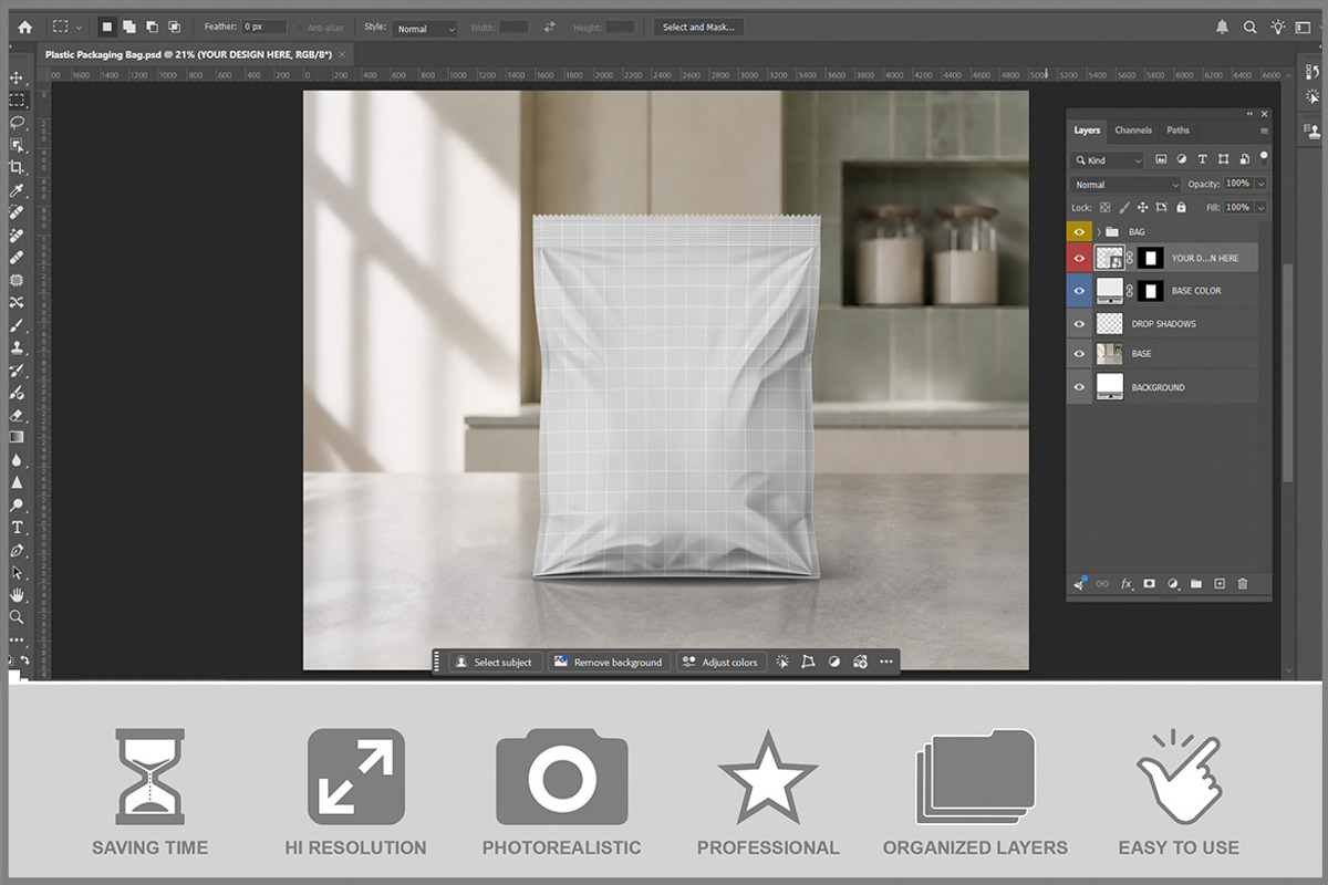 Plastic Packaging Bag PSD, a Packaging Mockup by Bruno's Shop (Photo 2 of 3)