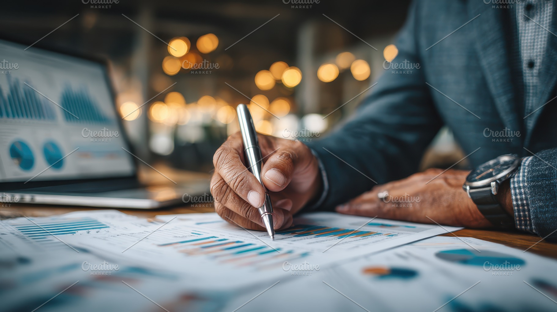 Businessman analyzing financial data, a Photo by Pixeness Studio