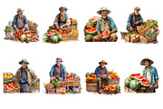 Farmer's market, watercolor clipart, a Food Illustration by AkvarelRiver (Thumbnail 6 of 7)